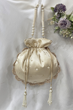 Jardosi  & Jaco Pearl potli Bag - Off-White