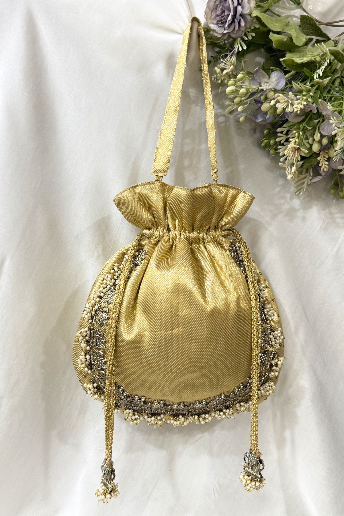 Studs Potli Bag - Golden