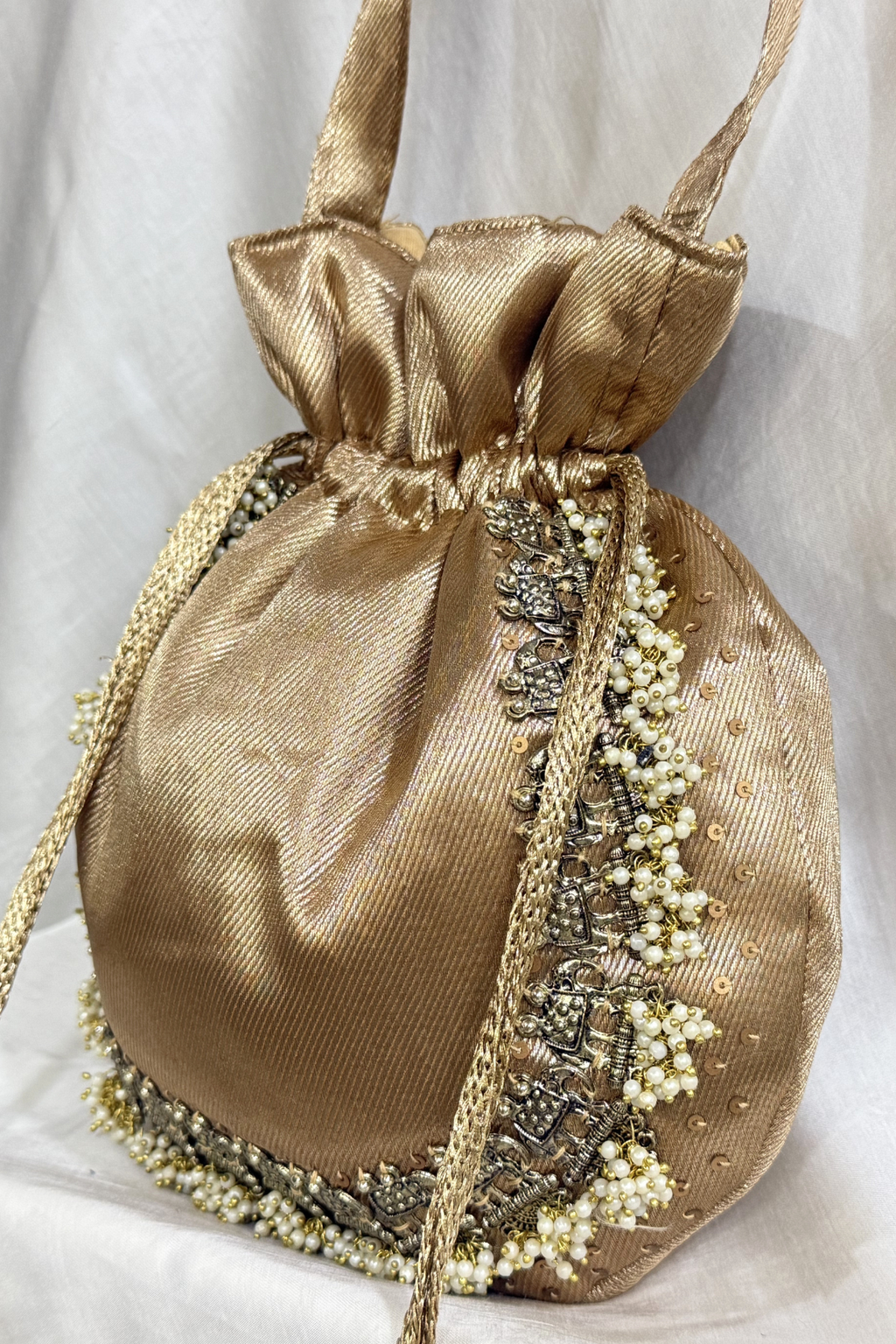 Studs Potli Bag - Bronze Gold