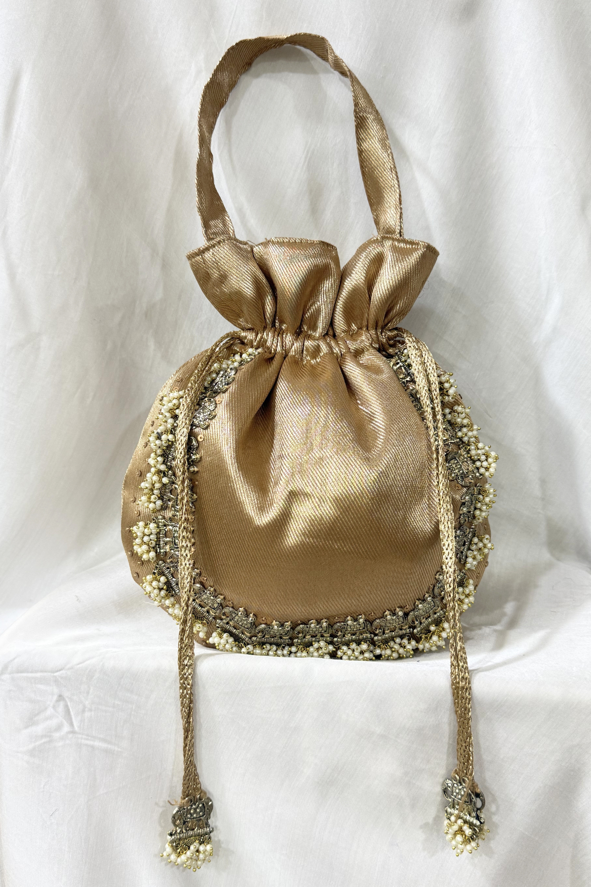 Studs Potli Bag - Bronze Gold