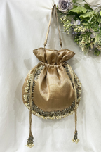 Studs Potli Bag - Bronze Gold