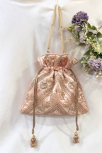 Jardosi Work Potli Bag - Pinkish Peach