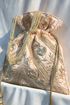 Jardosi Work Potli Bag - Pinkish Peach
