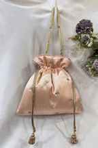 Jardosi Work Potli Bag - Pinkish Peach