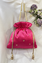 Zardosi Work Potli Bag - Pink