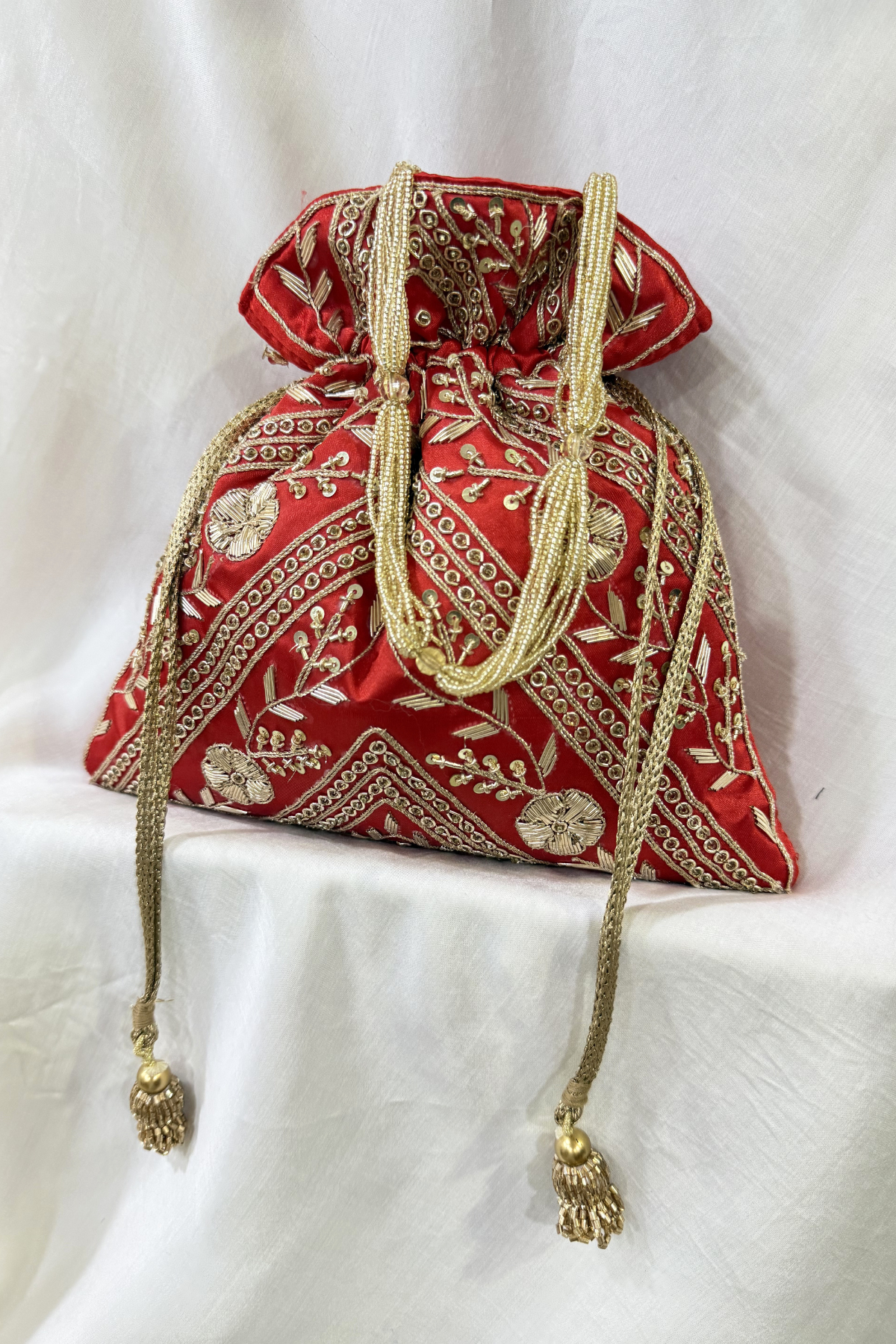 Jardosi Work Potli Bag - Red