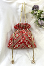 Jardosi Work Potli Bag - Red