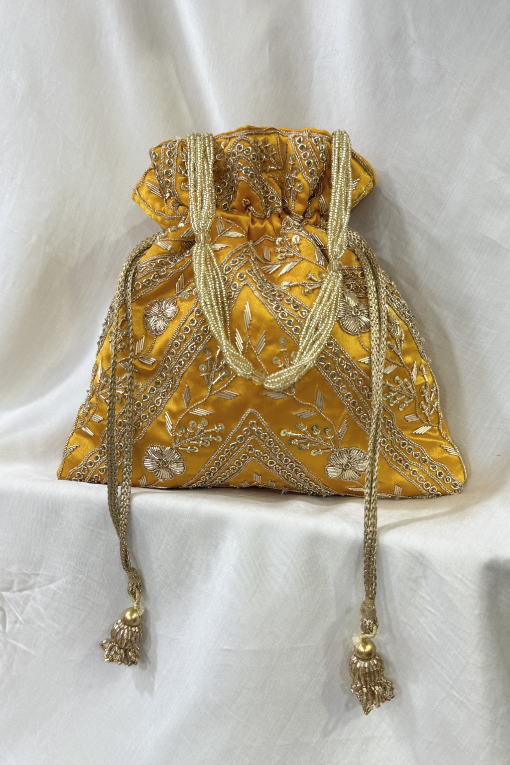 Zardosi Work Potli Bag - Yellow