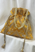 Zardosi Work Potli Bag - Yellow