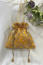 Zardosi Work Potli Bag - Yellow
