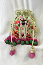 Shreenath Ji Work Potli Bag - Pista Green