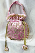 Zardosi Wrork Potli Bag - Baby Pink