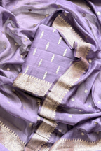 Pure Mul Chanderi Banarasi Weaving Suit Set - Lavender