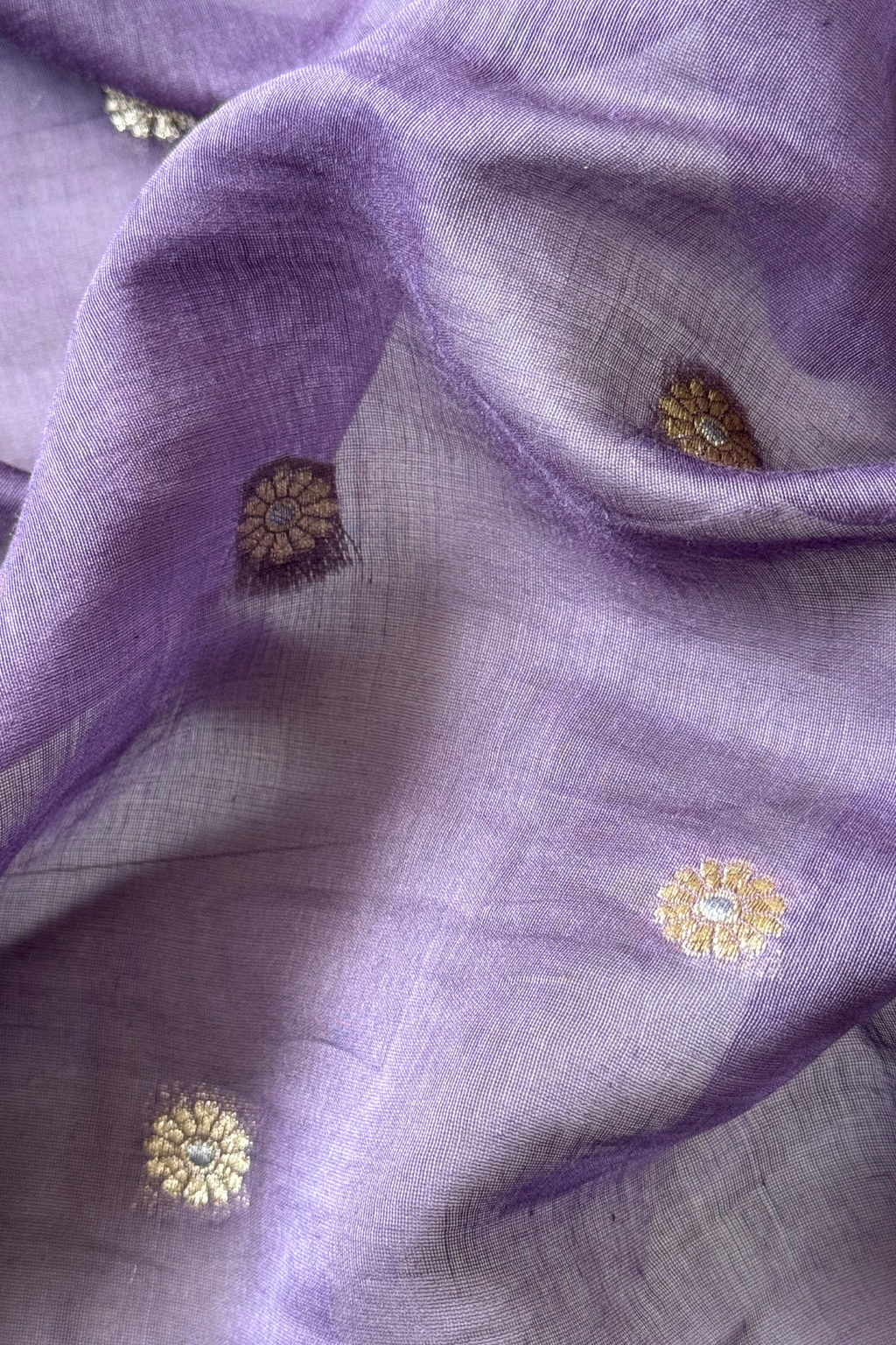 Pure Mul Chanderi Banarasi Weaving Suit Set - Lavender
