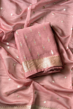 Pure Mul Chanderi Banarasi Weaving Suit Set - Light Onion