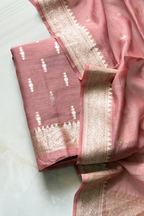 Pure Mul Chanderi Banarasi Weaving Suit Set - Light Onion