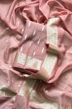 Pure Mul Chanderi Banarasi Weaving Suit Set - Light Onion