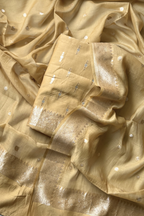 Pure Mul Chanderi Banarasi Weaving Suit Set - Beige Gold