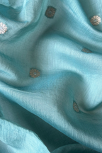 Pure Mul Chanderi Banarasi Weaving Suit Set - Firozi Blue