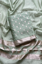 Pure Mul Chanderi Banarasi Weaving Suit Set - Pista Green