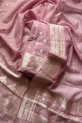 Pure Mul Chanderi Banarasi Weaving Suit Set - Light Onion Pink