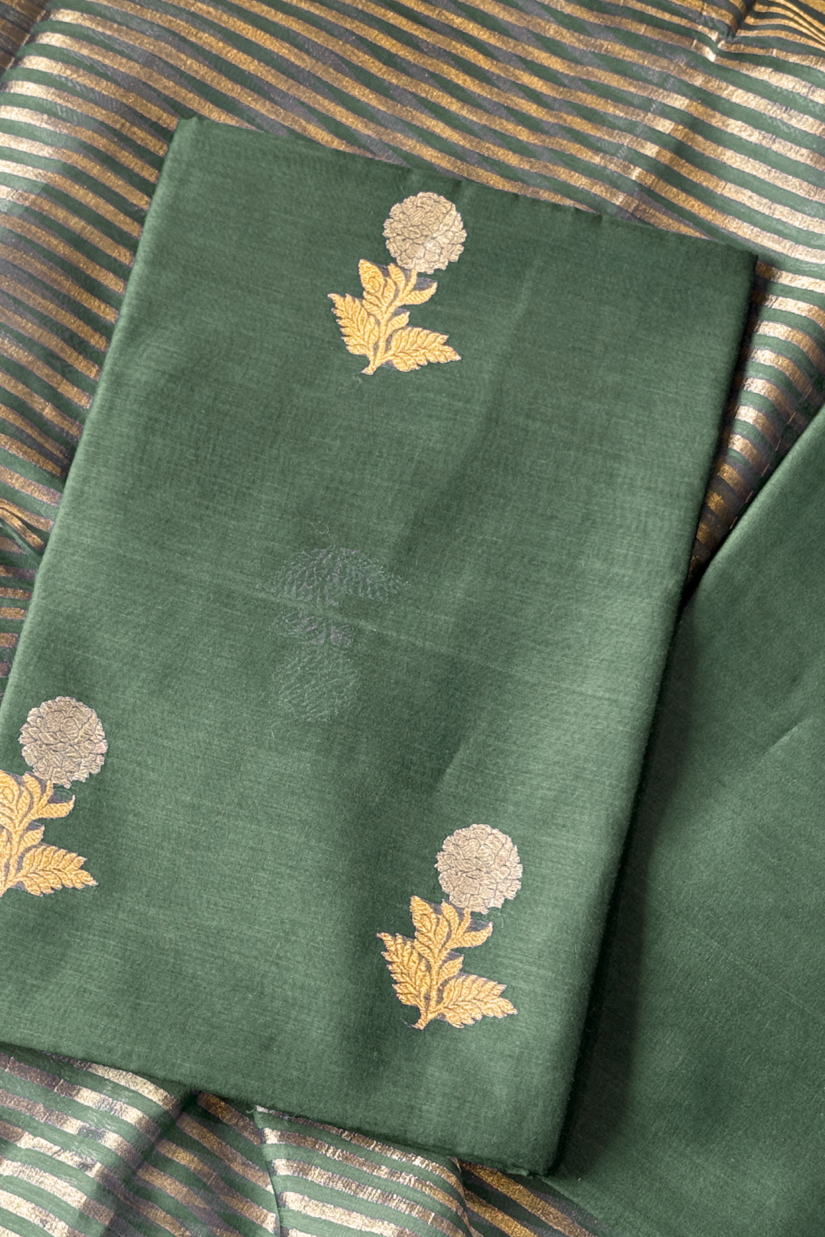 Pure Mul Chanderi With Kadwa Weaving - Green