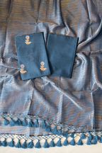 Pure Mul Chanderi With Kadwa Weaving - Slate Blue