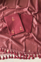 Pure Mul Chanderi With Kadwa Weaving - Red Maroon