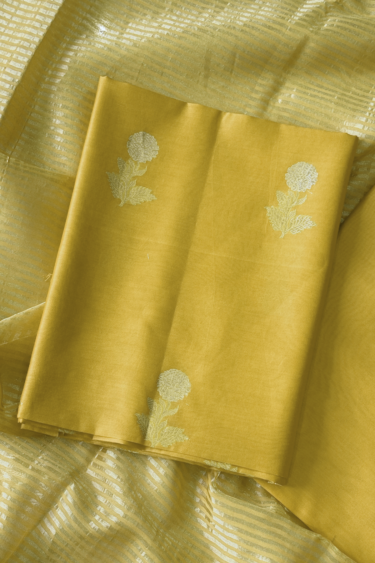 Pure Mul Chanderi With Kadwa Weaving - Yellow