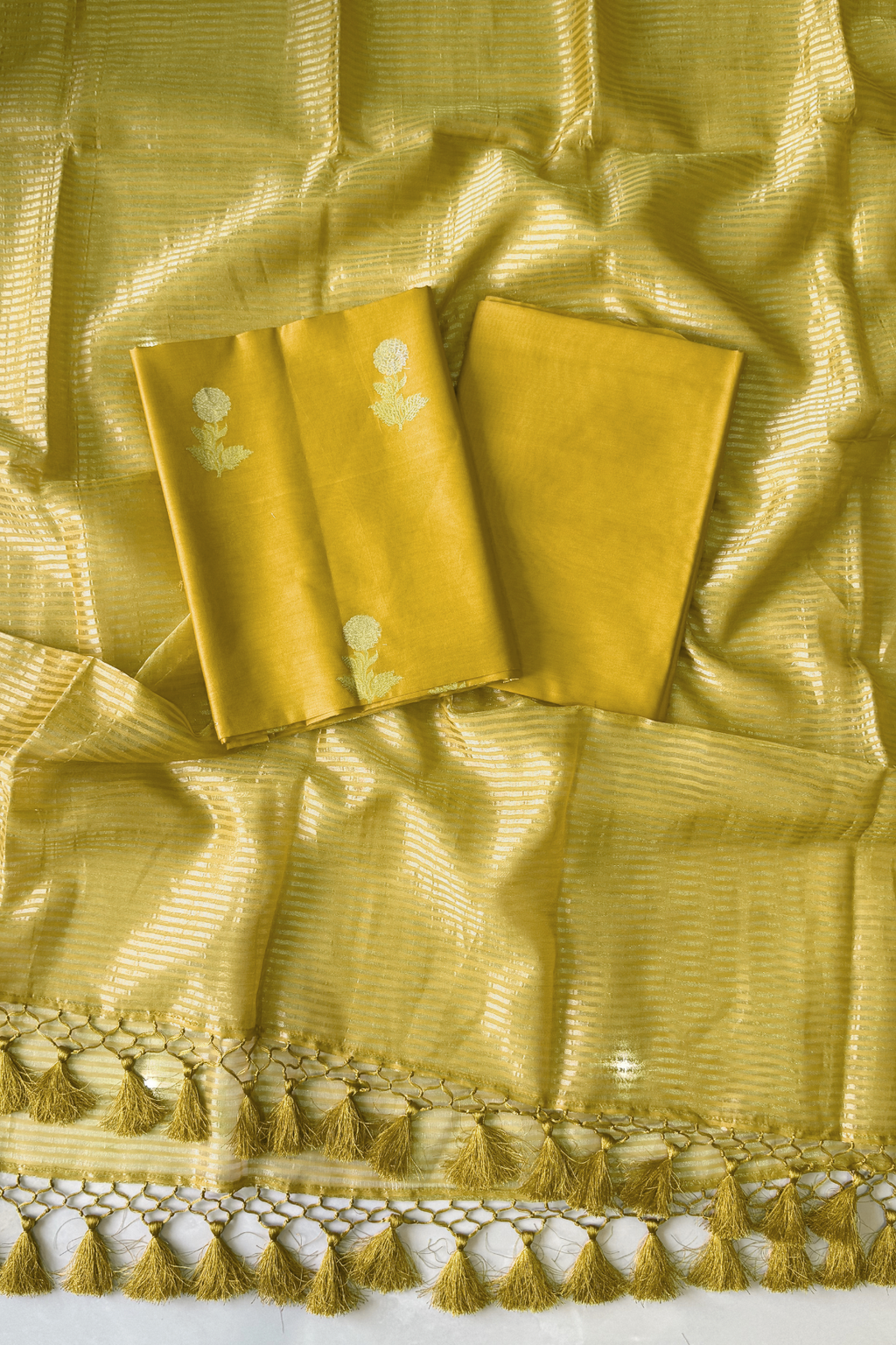 Pure Mul Chanderi With Kadwa Weaving - Yellow