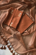 Pure Mul Chanderi With Kadwa Weaving - Terracotta