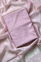 Pure Mul Chanderi Banarasi Weaving Suit Set - Dusty pink