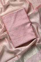 Pure Mul Chanderi Banarasi Weaving Suit Set - Light Pink