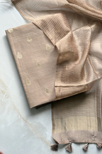 Pure Mul Chanderi Banarasi Weaving Suit Set - Golden Beige