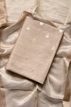Pure Mul Chanderi Banarasi Weaving Suit Set - Golden Beige