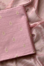 Pure Mul Chanderi Banarasi Weaving Suit Set - Light Onion Pink