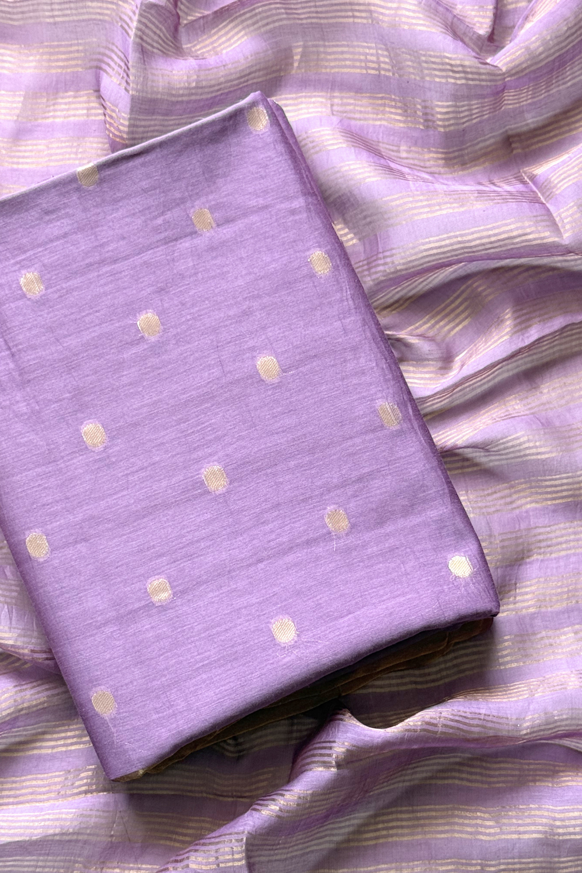 Pure Mul Chanderi Banarasi Weaving Suit Set - Lavender
