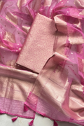 Banarasi Weaving  3 pc suit set -  Pink