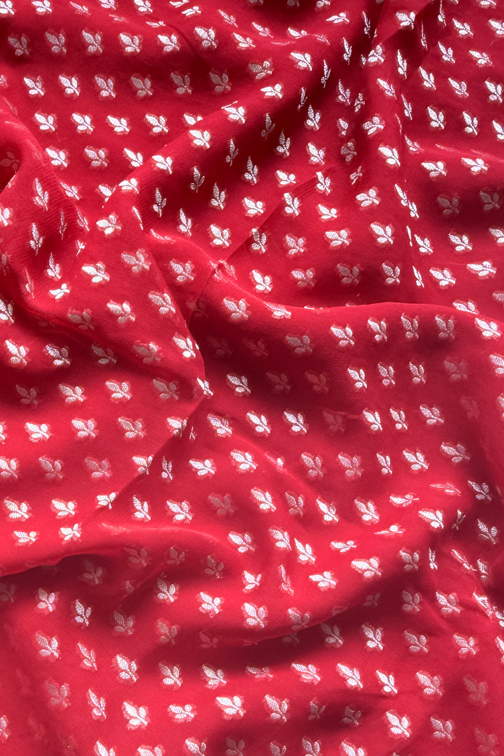 Banarasi Weaving With Brush Paint 3 pc suit set - Red
