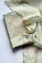 Pure Mul Chanderi Banarasi Weaving Suit Set - Pista Color