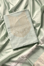 Pure Mul Chanderi Banarasi Weaving Suit Set - Pista Color