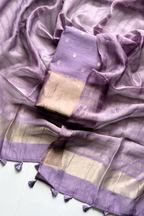 Pure Mul Chanderi Banarasi Weaving Suit Set - Lavender