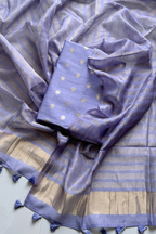 Pure Mul Chanderi Banarasi Weaving Suit Set - Light Blue