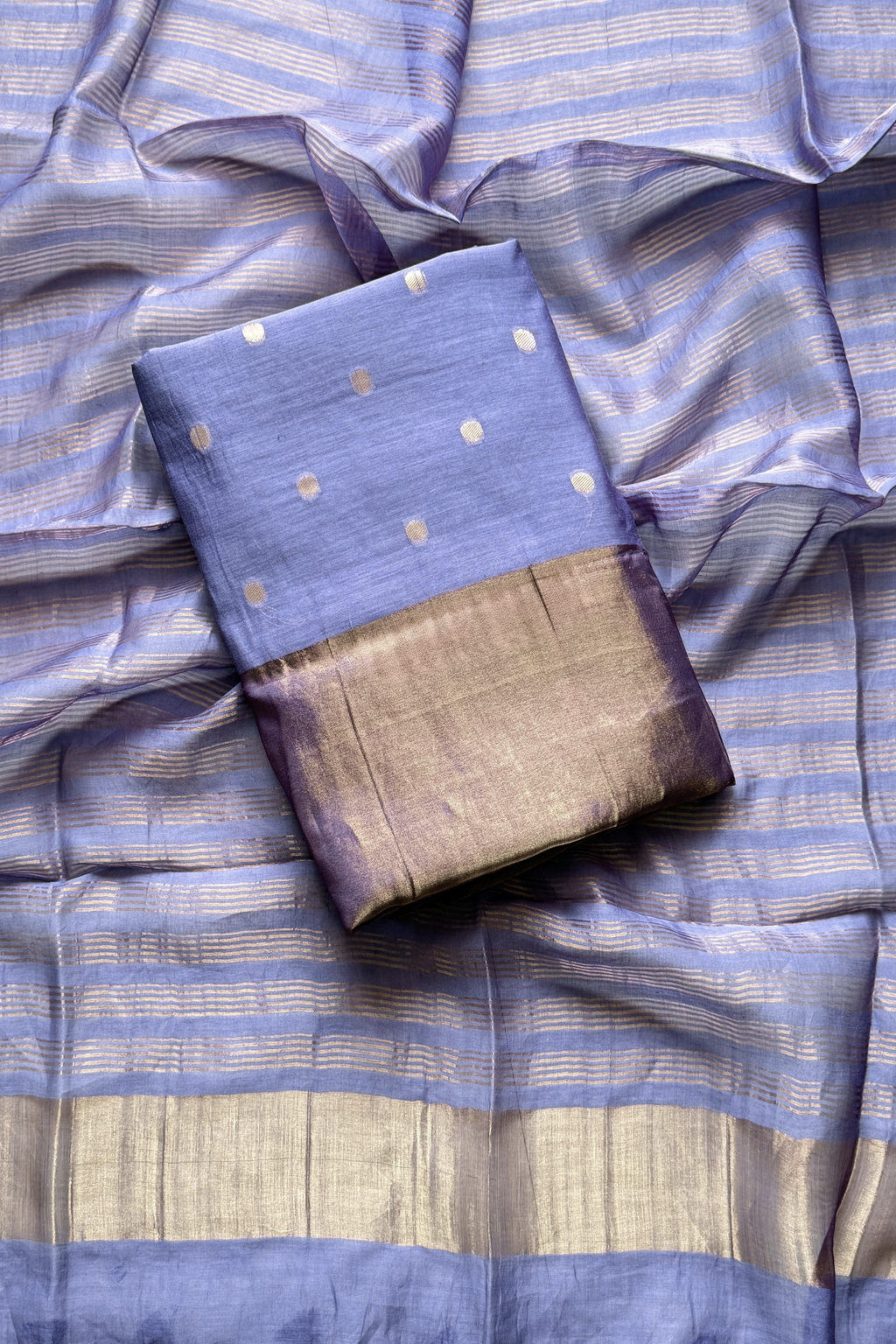 Pure Mul Chanderi Banarasi Weaving Suit Set - Light Blue