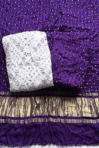 Colorful Bhandhej 3 Piece Unstitched Suit Set - Purple