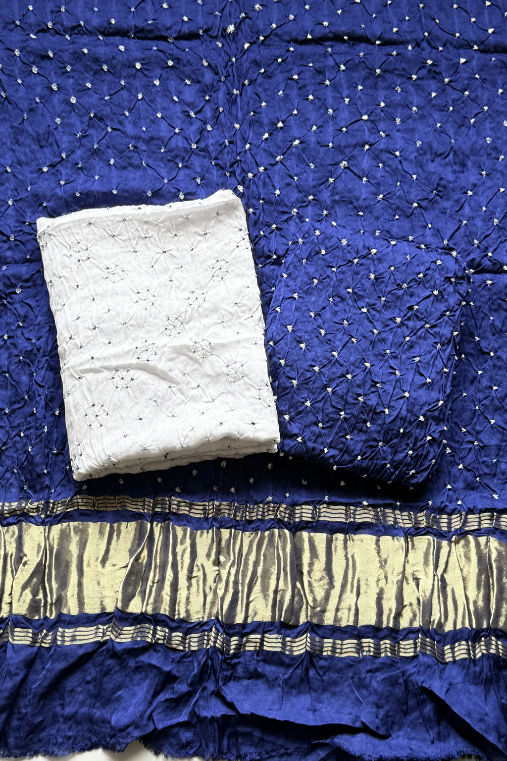 Colorful Bhandhej 3 Piece Unstitched Suit Set - Royal Blue