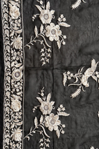 Pure Georjette With Parsi Work Unstitched Suit Set - Black
