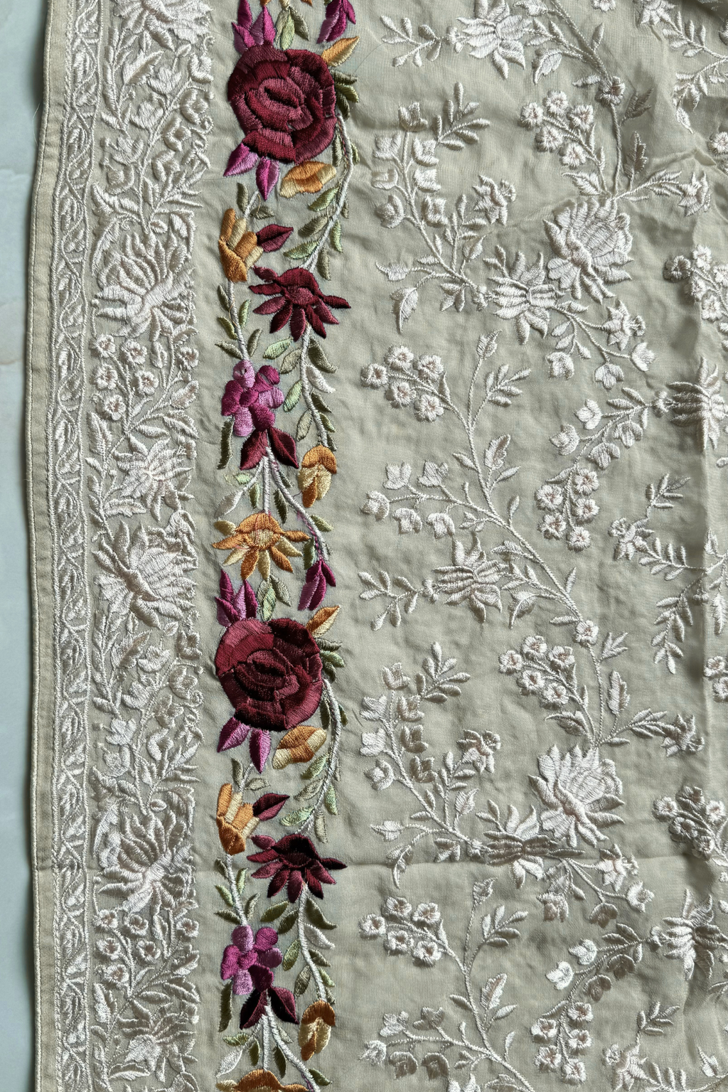 Pure Georgette With Parsi Work Unstitched Suit Set -  Light Pista Green