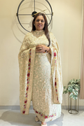 Pure Georgette With Parsi Work Unstitched Suit Set -  Light Pista Green