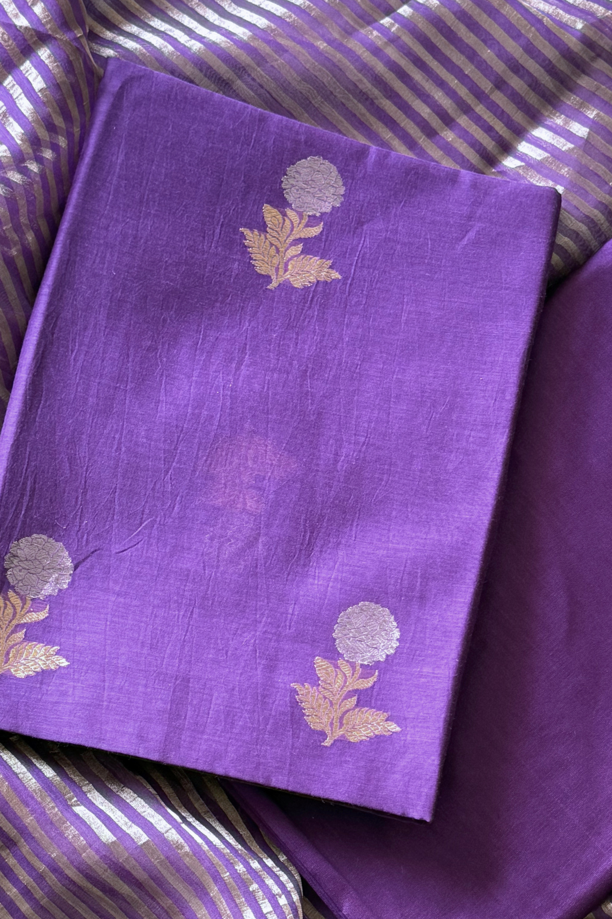 Pure Mul Chanderi With Kadwa Weaving - Purple
